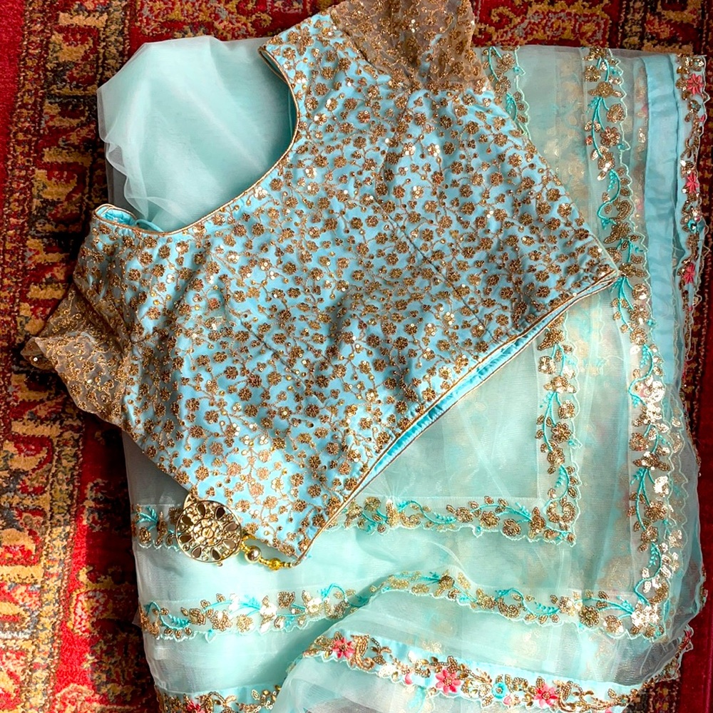 Gorgeous Brand New Net saree with blouse and petticoat